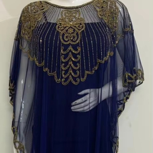 Chic New Classy Look Black Friday Offer Sale Price Abaya <b>Poncho</b> Shrug Hand Crafted Customized Size Casual Wear Beading Slit - Product Image 1