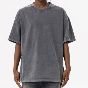 T-shirt vierge surdimensionné à col rond en coton lavé vintage T-shirt décontracté à manches courtes de couleur unie pour hommes, vente en gros sur mesure - Product Image 1