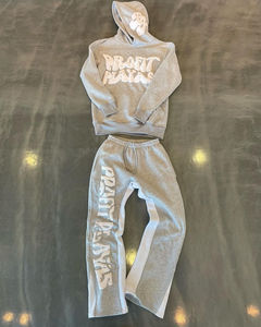 Ensemble de survêtement unisexe d'hiver rouge à capuche, respirant, 100% coton, logo personnalisé, deux pièces, décontracté, écologique, streetwear - Product Image 5