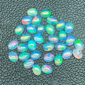 Calidad súper fina 6x8mm Natural Multi fuego etíope Welo Opal parte posterior plana cabujones ovalados calibrados piedras preciosas sueltas fabricadas - Product Image 1