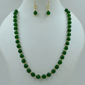 Collar de piedras preciosas redondas de cuarzo verde de 10mm Cadena de Plata de Ley 925 Chapado en oro de 18K para proveedores mayoristas - Product Image 1