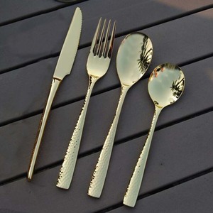 Incroyable cadeau de mariage de serveur de salade réutilisable avec un Design Long brindille dorée avec feuille de métal nouveau Look poignée & - Product Image 3