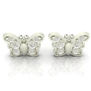 ต่างหูสตั๊ดรูปผีเสื้อ14K 18K สีเงิน925พร้อมเพทายเครื่องประดับแสนหวานสำหรับเด็กผู้หญิงเครื่องประดับไข่มุกสีทอง - Product Image 1
