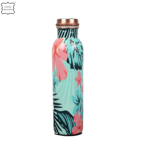 Best Selling Plain Green Printed Copper Bottle for <b>Drinking</b> and Storing Water Pure Copper Water Bottle - Product Image 2