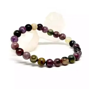 Bracelet à facettes en tourmaline multicolore de qualité supérieure Belle pierre semi-précieuse de qualité supérieure Pierre précieuse de guérison polie naturelle - Product Image 2