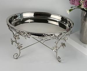 Mondern Handicraft <b>Trays</b> Indian Silver Dishes Brass Boarder With Floral Pattern Stainless Steel <b>Trays</b> Tier Stand Fruit Salad - Product Image 3