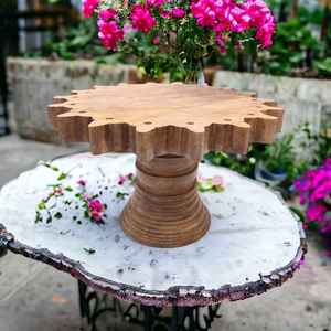 ชั้นวางเค้กไม้มะม่วงแกะสลักด้วยมือสไตล์วินเทจขนาดกลางเป็นมิตรกับสิ่งแวดล้อมสำหรับวางขนมหวานรูปดาวสำหรับงานแต่งงานและร้านอาหาร - Product Image 4