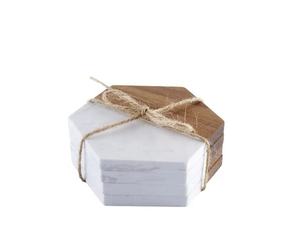 Joint en résine blanche solide, dessous de verre en bois d'acacia, accessoires de tapis, tampons en marbre, Styles OEM, Sublimation ronde absorbante - Product Image 2