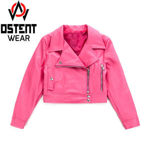 Chaqueta de cuero ajustada corta para mujer hecha a medida al por mayor abrigo bomber de calle de nuevo estilo con bolsillos con cremallera y cuello levantado - Product Image 2