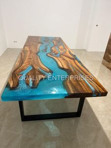 Mesa de Comedor Rectangular de Estilo Moderno, Hecha a Mano con Resina Epoxi y Madera - Product Image 3