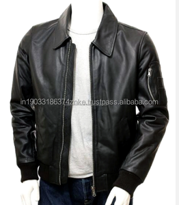 Wholesale <b>Men's</b> High Quality Real Leather <b>Jacket</b> <b>Coat</b> Bomber Original Leather Bomber <b>Jacket</b> at Cheap Price - Product Image 2