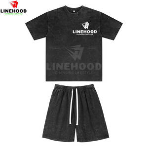 Conjuntos de camiseta y pantalones cortos informales de verano para hombres de calidad superior Colores personalizados con lavado ácido Hecho del mejor material - Product Image 1