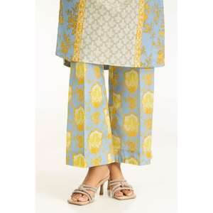 Conjunto de Dos Piezas para Mujer, Color Azul Cielo, Estampado Cambric, Diseño sin Cuello, Tela Crepé, Largo por Encima de la Rodilla, para Primavera/Verano - Product Image 1