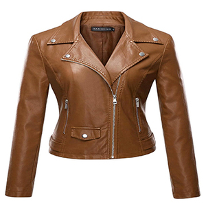 Chaqueta de cuero para mujer de estilo americano Detalle de botones Otoño/Invierno Transpirable Ecológico - Product Image 1