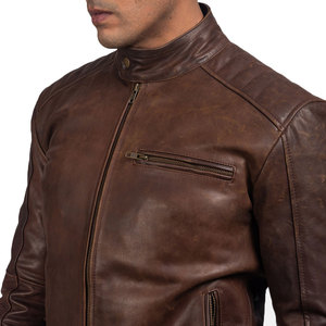Chaqueta de Cuero Marrón para Hombre, Estilo Motociclista, con Bolsillos Grandes en el Pecho, Talla Grande, Envío DDP, Nueva Moda 2025 - Product Image 5