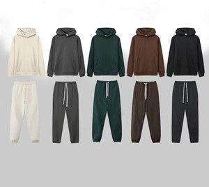 High Quality Winter Hooded Solid <b>Sweatpants</b> Hoodie Set Custom Unisex Men's Tracksuit Quick Dry Technology 100% Cotton Fleece - Product Image 6