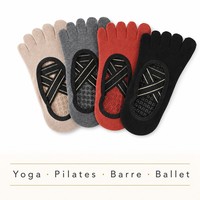 Chaussettes de yoga en coton tricotées à 5 doigts avec logo personnalisé pour femmes, antidérapantes, pour Pilates, Barre, danse, collection automne