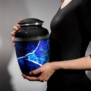 Urnes personnalisées pour cendres humaines Urnes de crémation Urnes funéraires pour femmes et hommes Urnes décoratives grande taille personnalisée bleue - Product Image 6