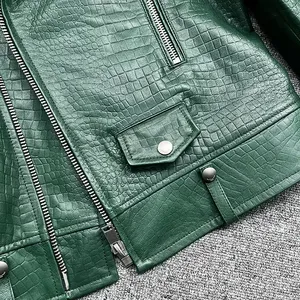 Vestes en cuir unies respirantes de haute qualité à manches longues avec fermeture éclair et vent chaud pour femmes - Product Image 5