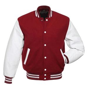 Veste de baseball Varsity en laine marron et cuir véritable blanc personnalisée pour homme, veste bomber Varsity pour homme - Product Image 1