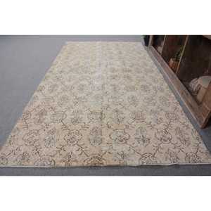 Vintage Turkish Rug 4.3 X 7.9ft Beige <b>Brown</b> Flat Weave Patchwork Pattern Dining Room Decorations Made <b>Wool</b> Latex Backing Eco - Product Image 2