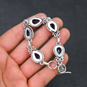 Bracelet chaîne en plaqué argent 925 fait à la main de créateur créé en laboratoire violet améthyste pierre précieuse bijoux fins cadeau pour les femmes - Product Image 3