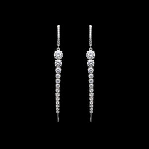 14K <b>Gold</b> Long Brilliant Cut Lab Grown Diamond Drop <b>Earrings</b> Rhodium Plated F VVS VS CVD Stones Elegant Linear <b>Dangle</b> Trendy - Product Image 2