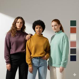 Sweat-shirt de luxe à col montant 2025, de haute qualité, lourd, avec logo personnalisé, sweat-shirt à col montant pour femmes - Product Image 3