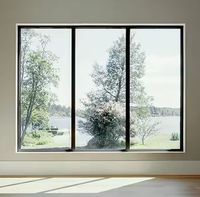Ventanas Corredizas de Aluminio Anodizado de 3 Paneles con Malla, Diseño Vertical Fijo, Modernas y de Lujo para el Hogar