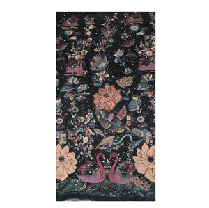 Tissu de velours de broderie florale extensible 180GSM pour chemisiers de rideaux 52 pouces de large tissu de broderie lisse et brillant - Product Image 1