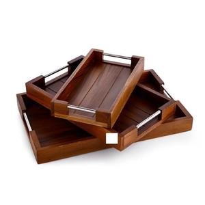 Plateau de service de mariage moderne personnalisé en bois indien durable fait à la main pour le thé, le café, les collations, lave-vaisselle, micro-ondes - Product Image 5