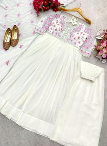 Nuevo conjunto de Fox Georgette Gwon Plazzo y Dupatta, ropa india y pakistaní completamente cosida, lista para usar - Product Image 3