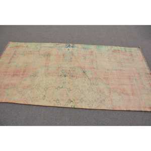 Tapis turc Vintage Beige Vert 3.5 X 7.2ft fait à la main en laine grande surface Patchwork Design rectangulaire couloir Latex pour la décoration de la chambre - Product Image 3