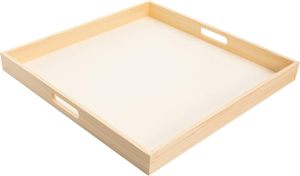 Plateaux de service de mariage traditionnels en bois avec poignées découpées, forme et taille personnalisées non finies pour la décoration de la maison et la gravure - Product Image 3