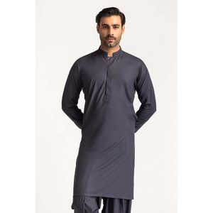 Traje Casual Elegante para Hombre en Gris Oscuro con Bordado y Patrón Sólido - Product Image 1