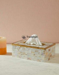 Premium Mop Inlay Tissue <b>Box</b> Stylish Handmade Holder with <b>Floral</b> Pattern Engraved Design for Dining Room Living Decor Tradebyd - Product Image 5