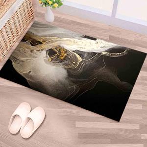 Black and <b>Gold</b> Marble Rug: Modern Art Accent Rug, Printed Rug,Nonwoven Soft Rug - Product Image 1