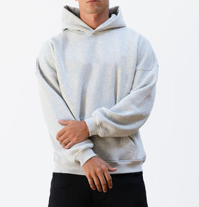 OEM Service Wholesale Price Best Design Men <b>Grey</b> Relaxed Fit Pullover Hoodies Lightweight Solid Color Men Hoodies For Men - Product Image 4