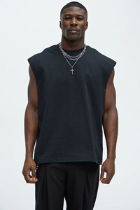 Vente en gros Imprimé Street Trendy Rétro Sans Manches Distressed Washed Vest Hommes Acid Wash Débardeurs Sleeveless Solid T-Shirt - Product Image 4