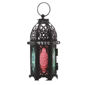 Linterna de vela de cristal púrpura de diseñador marroquí moderno para decoración de fiesta de Navidad y boda en casa - Product Image 6