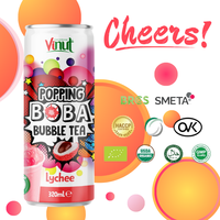 Vente en gros en vrac 320ml Boba Popping Lychee Juice Bubble Tea OEM Private Label Vietnam Bouteille de purée sans sucre ajouté fraîchement pressé