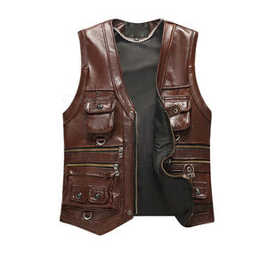 Chaleco de Cuero Personalizado para Hombre, Chaleco de Cuero de Color Personalizado, Ropa Urbana sin Mangas, Chaleco de Cuero Transpirable para Hombre con Servicio OEM - Product Image 5