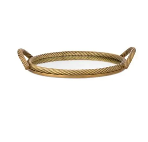 Bandejas de servicio de latón clásico para mesa de ajuste de lujo y accesorios de cocina elegantes con bandeja de servicio de oro vintage - Product Image 1