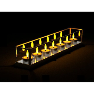 Porte-bougies géométriques en verre, centres de table modernes de forme droite pour mariage, décoration de Noël, centres de table pour bougies chauffe-plat, cadeau - Product Image 3