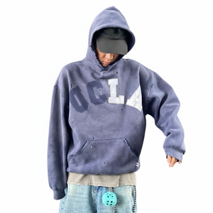 New arrived best price most Demanded oversized drop shoulder embriodry logo zipper mans <b>hoodie</b> 100% cotton fleece acid washed - Product Image 2