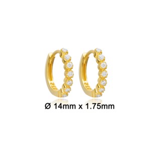 Pendientes de Aro con Detalles de Circonita Fina de 14 mm, Joyería Turca al por Mayor de Plata de Ley 925 - Product Image 2