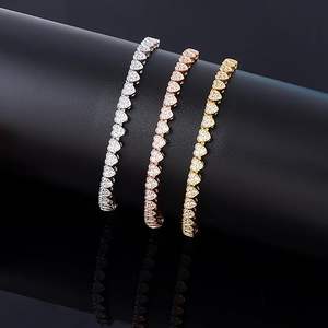 Bracelet Cœur Double Couche Luxe Plaqué Or 18K, Bracelet Tennis Sertie de Pierres pour Femme, Bijou Tendance, Cadeau, Vente en Gros, OEM - Product Image 1