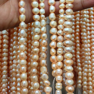 6-8mm 3A perles de riz naturel d'eau douce pour la fabrication de bijoux bracelet à bricoler soi-même, longueur 14 pouces perles brin - Product Image 1
