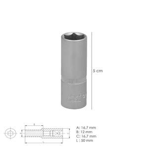 Chiave a Bussola Esagonale Lunga 1/4" 12 mm - Product Image 2