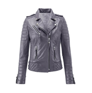 2025 señora nueva moda motocicletas abrigo de bombardero de cuero corto sólido con cremallera solapa mujeres chaqueta de cuero genuino - Product Image 1